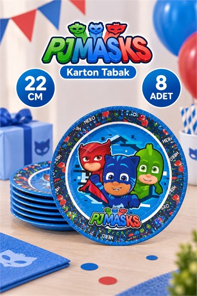 Pj Maskeliler Temalı Tabak 8 Adet Pija Maske Kedi Çocuk Karakterli Pijama Mask Lisanslı Ürün 23 Cm