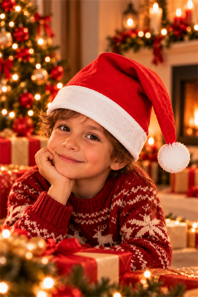 Polar Yılbaşı Noel Baba Şapkası Ucu Ponponlu Yeni Yıl Partisi Kırmızı Beyaz Renkli Her Başa Uygun