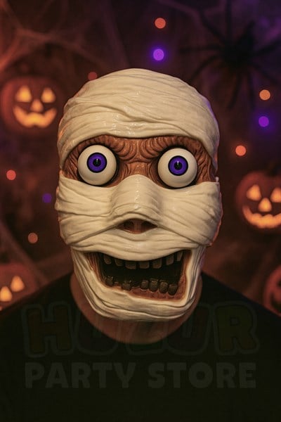 Pörtlek Gözlü Mumya Maske 25x18 Cm Plastik Maske Cadılar Bayramı Halloween Parti Kostüm Aksesuar
