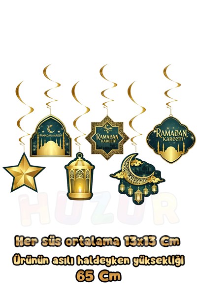 Ramadan Kareem Yazılı 6 Adet Tavan Asma Süsü Hoşgeldin Ramazan Bayramı Mübarek Dini İslami Süsleri