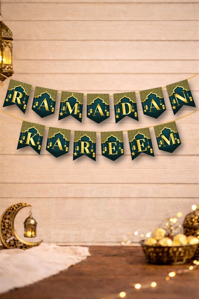 Ramadan Kareem Yazılı Asmalı Banner 200 Cm Hoşgeldin Ramazan Bayramı Mübarek Dini Süs İslami Süsleri