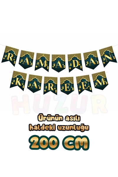Ramadan Kareem Yazılı Asmalı Banner 200 Cm Hoşgeldin Ramazan Bayramı Mübarek Dini Süs İslami Süsleri