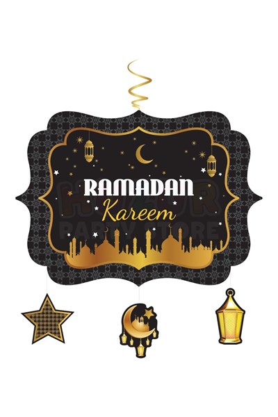 Ramadan Kareem Yazılı Asmalı Tavan Sarkıt Süsü Ramazan Bayramı 130x34 Cm Islami Temalı Dini Süsü Gb