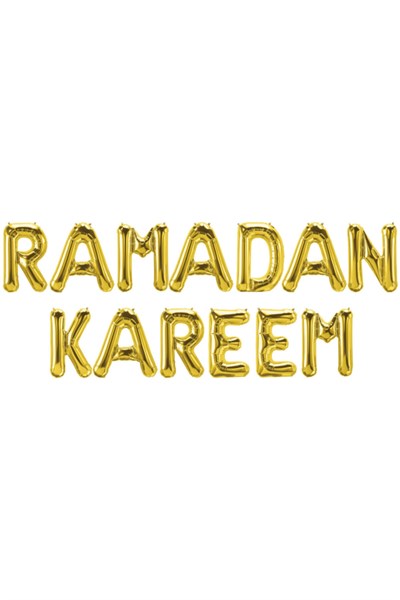 Ramadan Kareem Yazılı Gold Renkli Folyo Balon Altın Sarısı Ramazan Bayramı Temalı Dini Islami Süsü