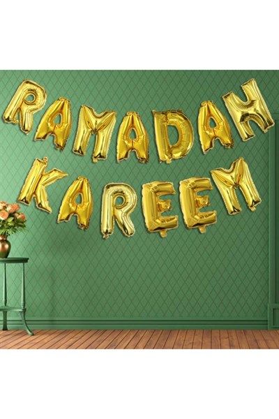 Ramadan Kareem Yazılı Gold Renkli Folyo Balon Altın Sarısı Ramazan Bayramı Temalı Dini Islami Süsü