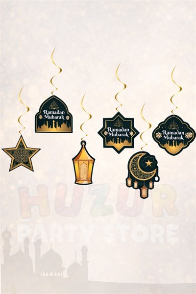 Ramadan Mubarak Yazılı 6 Adet Tavan Asma Süsü Hoşgeldin Ramazan Bayramı Mübarek Dini İslami Süsleri