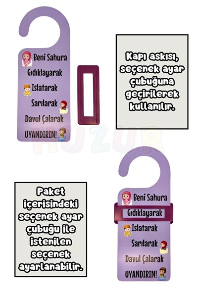 Ramazan Bayramı Kapı Kolu Askısı 6 Adet 23x9 Cm Eğlenceli Sahur İftar Askılığı Seçenek Ayar Çubuklu