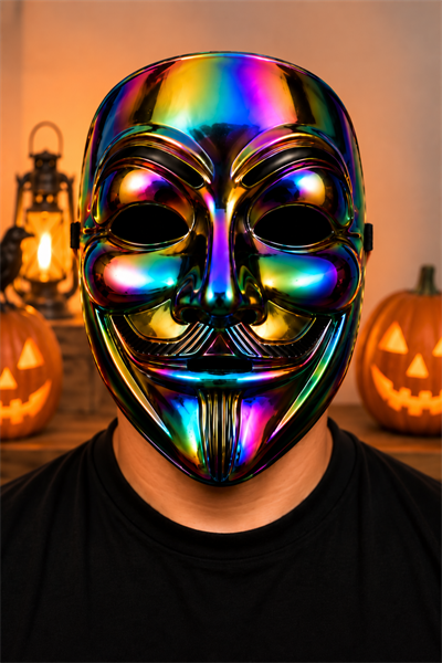 Renkli Hologramlı V For Vendetta Maske Halloween Cadılar Bayramı Yetişkin Parti Kostüm Aksesuarı