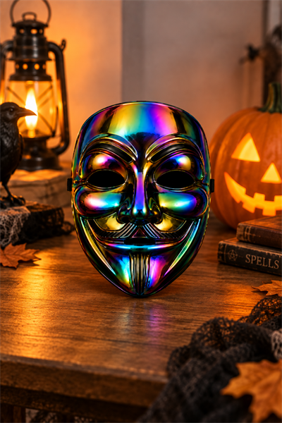 Renkli Hologramlı V For Vendetta Maske Halloween Cadılar Bayramı Yetişkin Parti Kostüm Aksesuarı