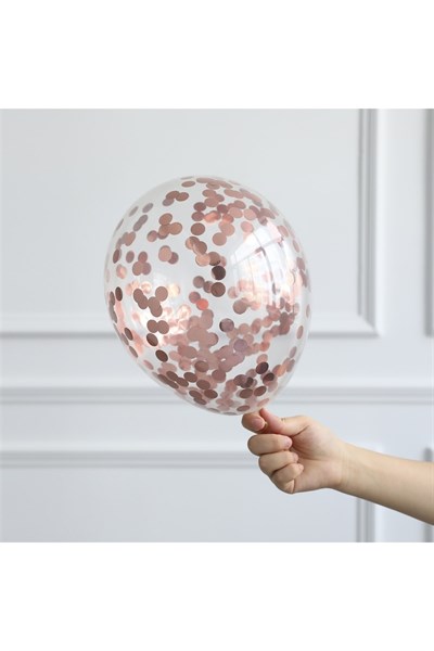 Rose Gold Konfetili Şeffaf Balon 10 Adet 30 Cm Içi Gözüken Pullu Balon Balon Pulu Renksiz Balon