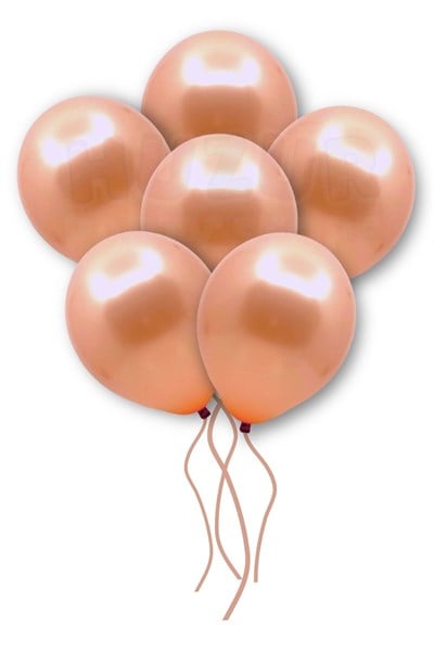 Rose Gold Konfetili Şeffaf Ve Rose Gold Metalik Balon Seti 20 Adet 30 Cm Içi Gözüken Pullu Balon