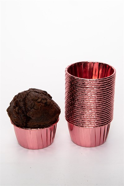 Rose Gold Parlak Kaplama 25li Kek Kalıbı Fırında Dağılmayan 6.5x4 Cm Muffin Cupcake Stand Kapsülü