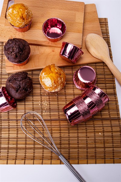 Rose Gold Parlak Kaplama 25li Kek Kalıbı Fırında Dağılmayan 6.5x4 Cm Muffin Cupcake Stand Kapsülü