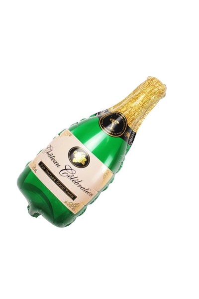 Şampanya Folyo Balon Yeşil Renk 93x48 Cm Chateau Celebration Yazılı Bride To Be Bekarlığa Veda Şişe