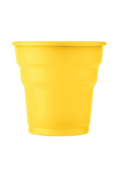 Sarı Renk 25 Li Plastik Bardak 180 Cc 7 Oz Sert Doğum Günü Partisi Meşrubat Bardağı