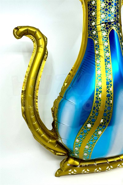 Şerbetlik Ramazan Folyo Balon Parlak 43x50 cm Turkuaz Gold Hoşgeldin Şerbeti İslami İbrik Süsü