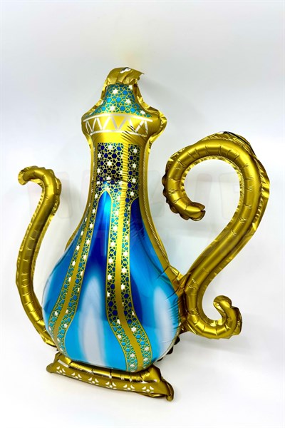 Şerbetlik Ramazan Folyo Balon Parlak 43x50 cm Turkuaz Gold Hoşgeldin Şerbeti İslami İbrik Süsü