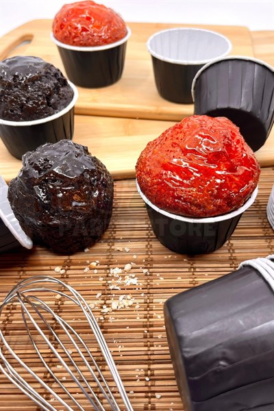 Siyah 50li Kek Kalıbı Fırında Dağılmayan 6.5x4 Cm Sert Karton Muffin Kalıbı Kabı Cupcake Kapsülü