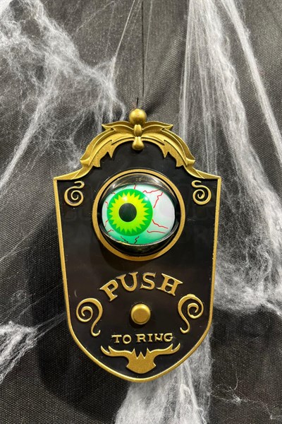 Siyah Gold Oynar Gözlü Kapı Zili 4 Farklı Zil Sesi Asma Aparatlı 18x11 Cm Halloween Cadılar Bayramı