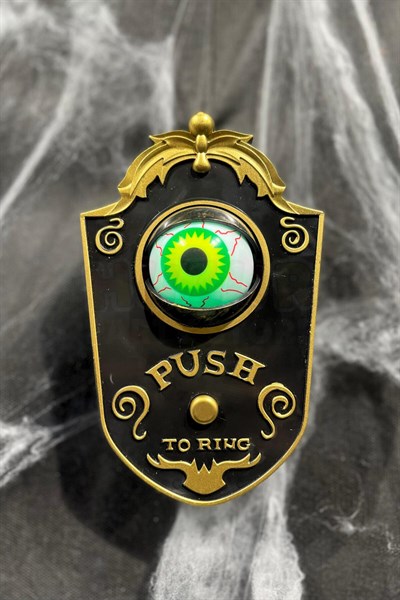 Siyah Gold Oynar Gözlü Kapı Zili 4 Farklı Zil Sesi Asma Aparatlı 18x11 Cm Halloween Cadılar Bayramı