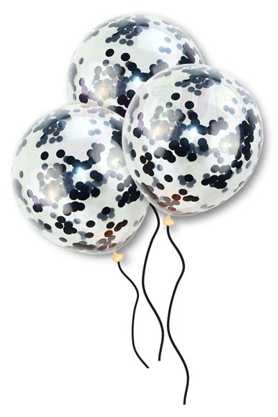 Siyah Konfetili Şeffaf Balon 10 Adet 30 Cm Içi Gözüken Pullu Balon Balon Pulu Renksiz Balon Parti
