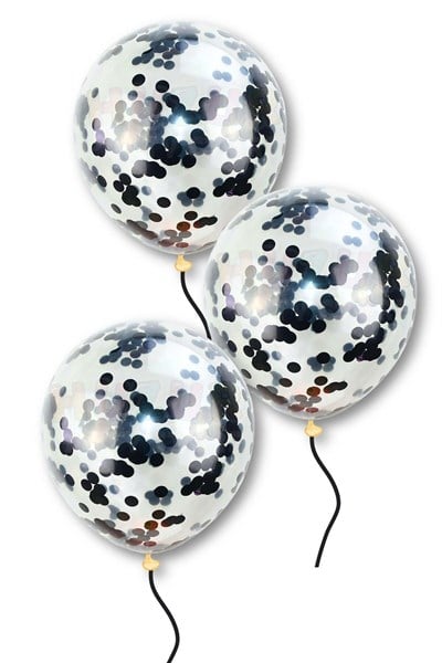 Siyah Konfetili Şeffaf Balon 10 Adet 30 Cm Içi Gözüken Pullu Balon Balon Pulu Renksiz Balon Parti