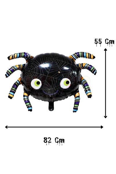 Siyah Örümcek Folyo Balon 82x55 Cm Halloween Partisi Cadılar Bayramı Dekoratif Balon Helyuma Uyumlu