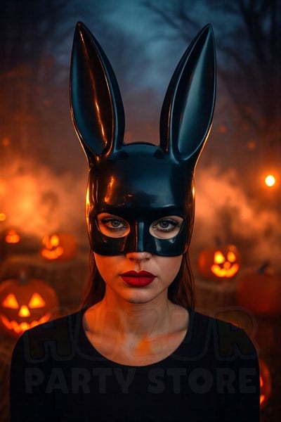 Siyah Playboy Tarzı Tavşan Maske Halloween Partisi Cadılar Bayramı Unisex Her Kafaya Uygun Süs