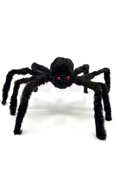 Siyah Renk Kırmızı Gözlü Örümcek Halloween Cadılar Bayramı Bacakları Tamamen Açıldığında 30 Cm