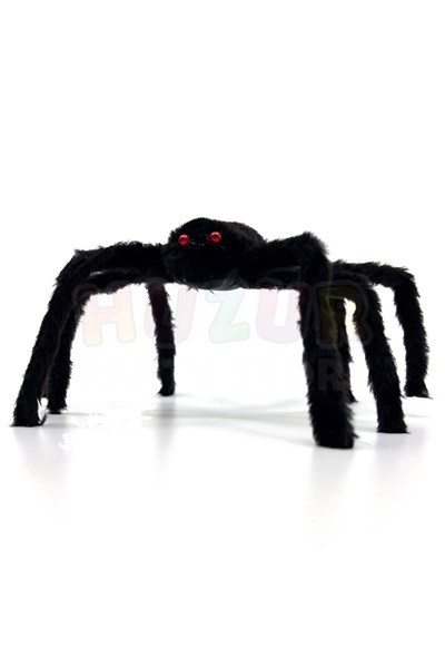 Siyah Renk Kırmızı Gözlü Örümcek Halloween Cadılar Bayramı Bacakları Tamamen Açıldığında 30 Cm