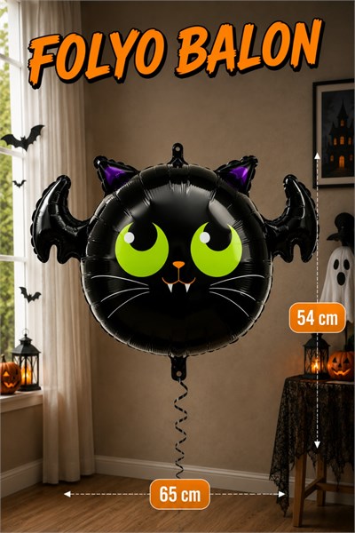 Siyah Yarasa Folyo Balon 54x65 Cm Halloween Partisi Cadılar Bayramı Dekoratif Balon