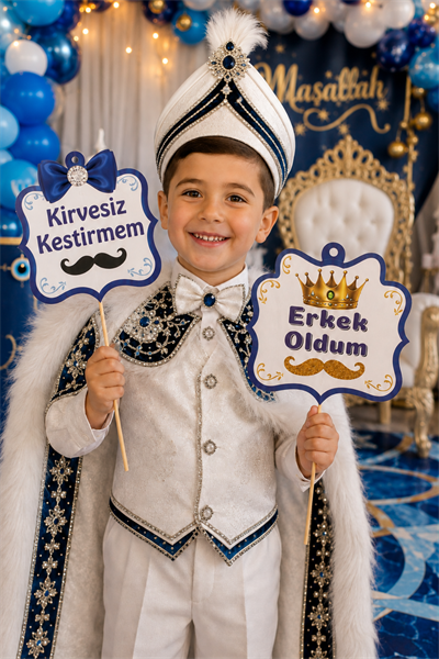 Sünnet Mevlüdü Konuşma Balonu 10lu 30 cm Fotoğraf Çekim Aksesuarı Mevlid Parti Süsü Poz Çubuğu Seti