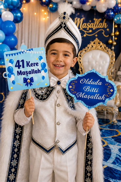 Sünnet Mevlüdü Konuşma Balonu 10lu 30 cm Fotoğraf Çekim Aksesuarı Mevlid Parti Süsü Poz Çubuğu Seti