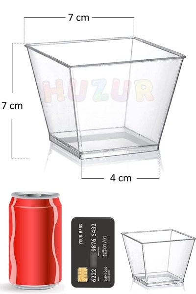 Sunum Kasesi 20 Adet Magnolya Dondurma Puding Tatlı Meze Salata Cup Kabı Sert Plastik Mika Sunumluk