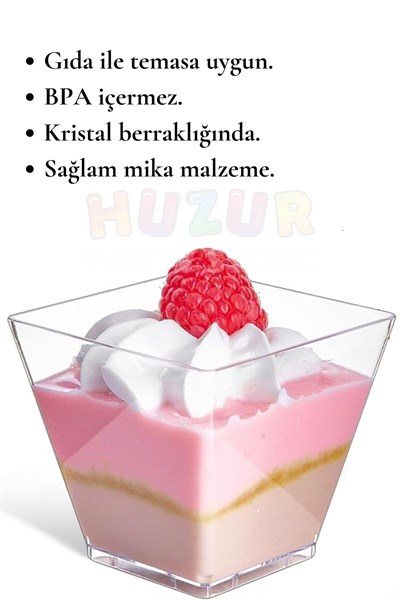 Sunum Kasesi 20 Adet Magnolya Dondurma Puding Tatlı Meze Salata Cup Kabı Sert Plastik Mika Sunumluk