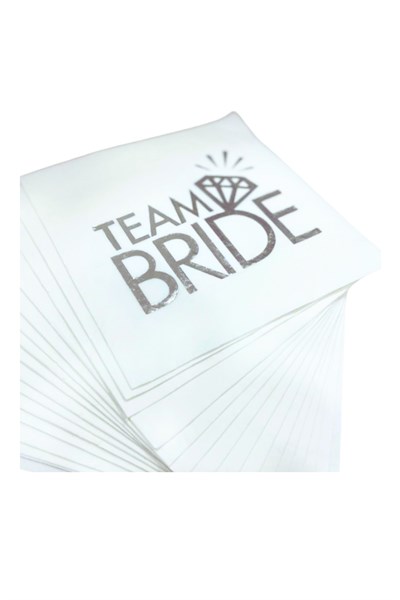 Team Bride Peçete Gümüş Gri Yaldızlı 16lı Bekarlığa Veda Partisi Süsleri Bride To Be Malzemeleri