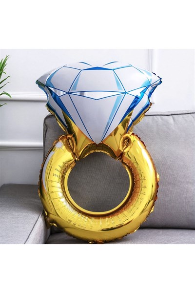 Tektaş Yüzük Gold Renkli Elmas Folyo Balon Altın Sarısı Bekarlığa Veda Partisi Bride To Be 70x45 Cm