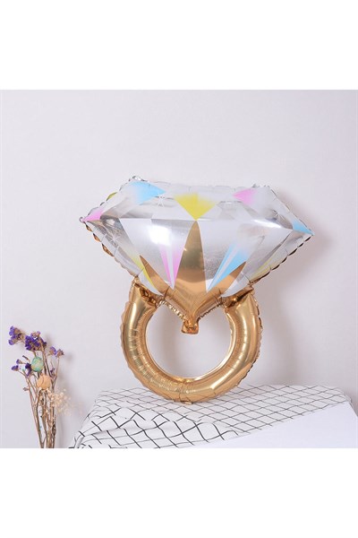 Tektaş Yüzük Gold Renkli Elmas Folyo Balon Altın Sarısı Bekarlığa Veda Partisi Bride To Be 66x60 Cm