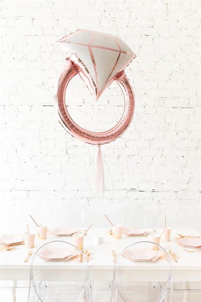 Tektaş Yüzük Rose Gold Renkli Elmas Folyo Balon Bekarlığa Veda Partisi Bride To Be Evlilik 80x58 Cm