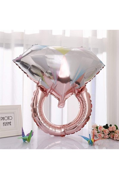 Tektaş Yüzük Rose Gold Renkli Elmas Folyo Balon Bekarlığa Veda Partisi Bride To Be Evlilik 66x60 Cm