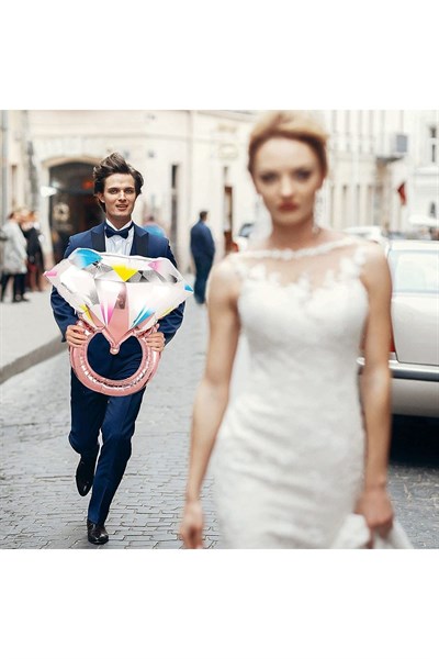 Tektaş Yüzük Rose Gold Renkli Elmas Folyo Balon Bekarlığa Veda Partisi Bride To Be Evlilik 66x60 Cm