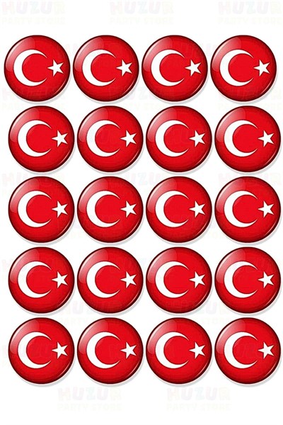 Türk Bayraklı 20li Metal Göğüs Yaka Rozeti 3.5x3.5 Cm Kancalı Iğneli 23 Nisan 29 Ekim Milli Bayram