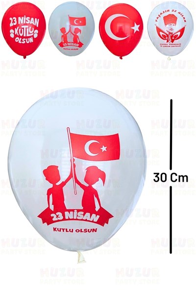 Türk Bayraklı Ve 23 Nisan Baskılı 14 Adet Balon Ve 2 Li Balon Standı Seti Milli Bayram 29 Ekim Süsü
