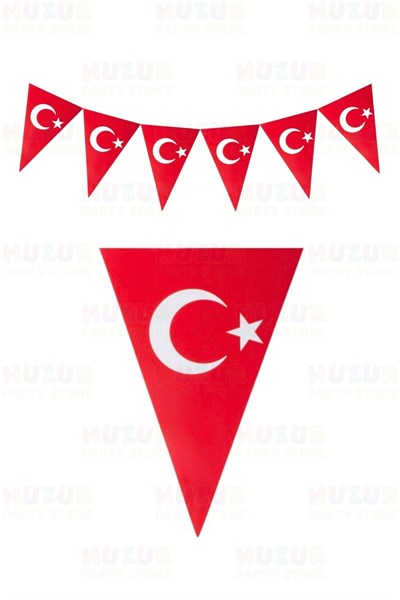 Türk Bayraklı Ve Atatürklü 2li Flama Seti Üçgen Bayrak 180 Cm Milli Bayram Süsü 23 Nisan 29 Ekim