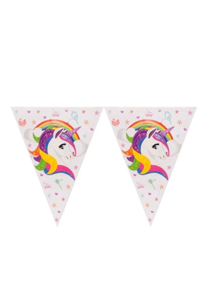 Unicorn Karakterli Flama 11 Bayrak 320 Cm Boynuzlu At Temalı Pony Parti Konsepti Lisanslı Ürün