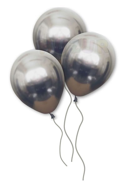 Uzay Grisi Renkli Krom Balon 10 Adet 30 Cm Koyu Gri Inanılmaz Parlak Rengi Canlı Doğum Günü Partisi