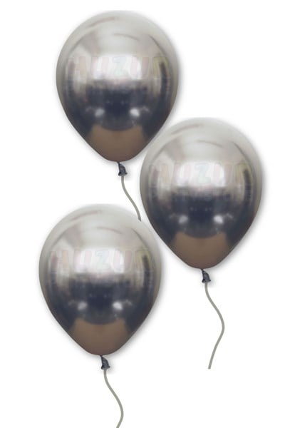 Uzay Grisi Renkli Krom Balon 10 Adet 30 Cm Koyu Gri Inanılmaz Parlak Rengi Canlı Doğum Günü Partisi