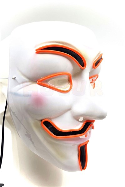 V For Vendatta Maske 3 Fonksiyonlu Turuncu Neon Işıklı Halloween Partisi Cadılar Bayramı Unisex Lüks