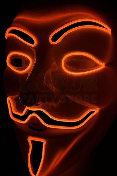 V For Vendatta Maske 3 Fonksiyonlu Turuncu Neon Işıklı Halloween Partisi Cadılar Bayramı Unisex Lüks