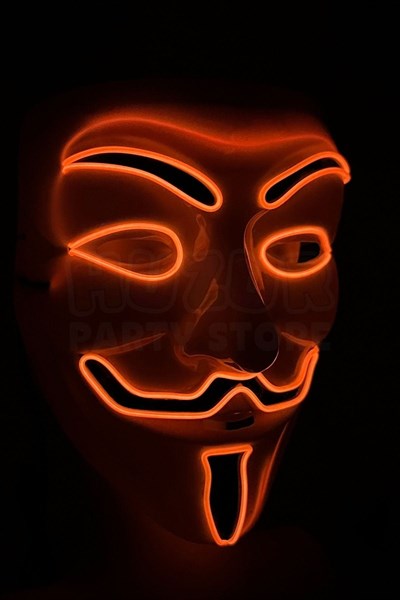 V For Vendatta Maske 3 Fonksiyonlu Turuncu Neon Işıklı Halloween Partisi Cadılar Bayramı Unisex Lüks